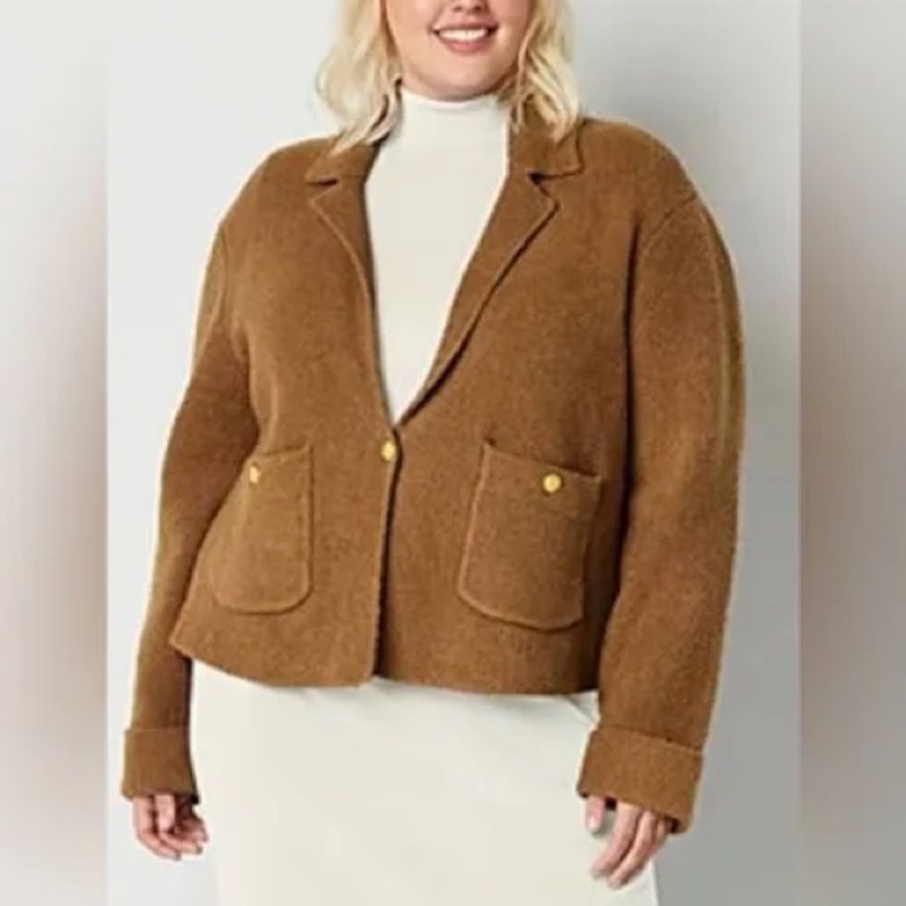 NWT!! Women's Camel Knit Jason Bolden by Worthington Sweater Blazer